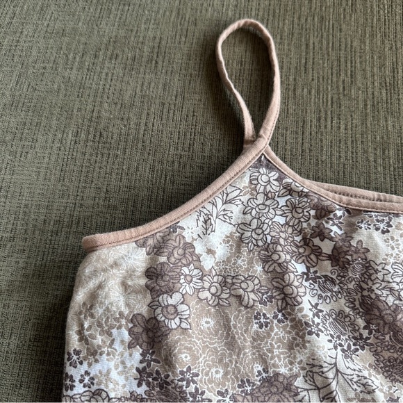 Vintage Y2K Jennifer Moore Tan Beige Floral Cropped Tank Top Women’s Size Large - Picture 3 of 15
